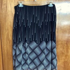 Dressy Black & White Print Lined Skirt